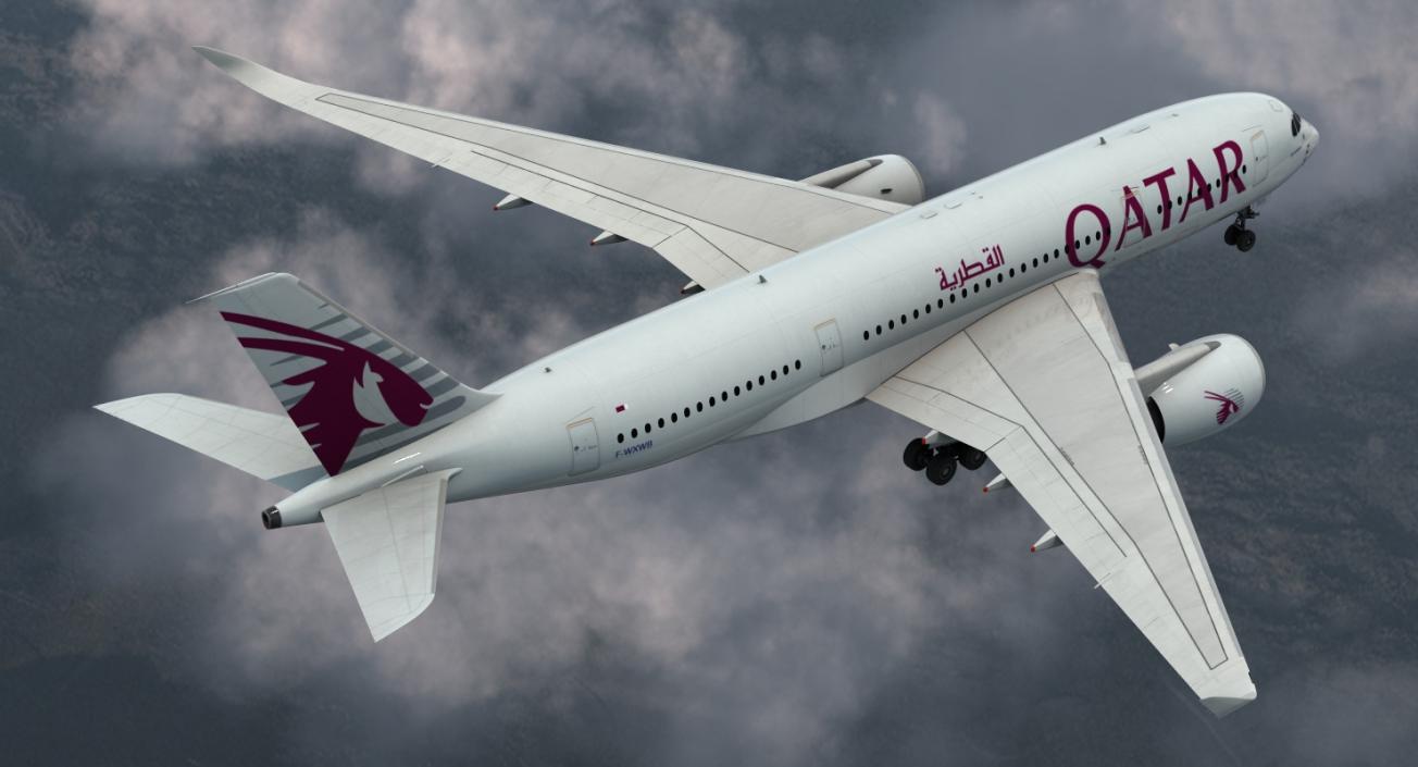 3D Airbus A350-800 Qatar