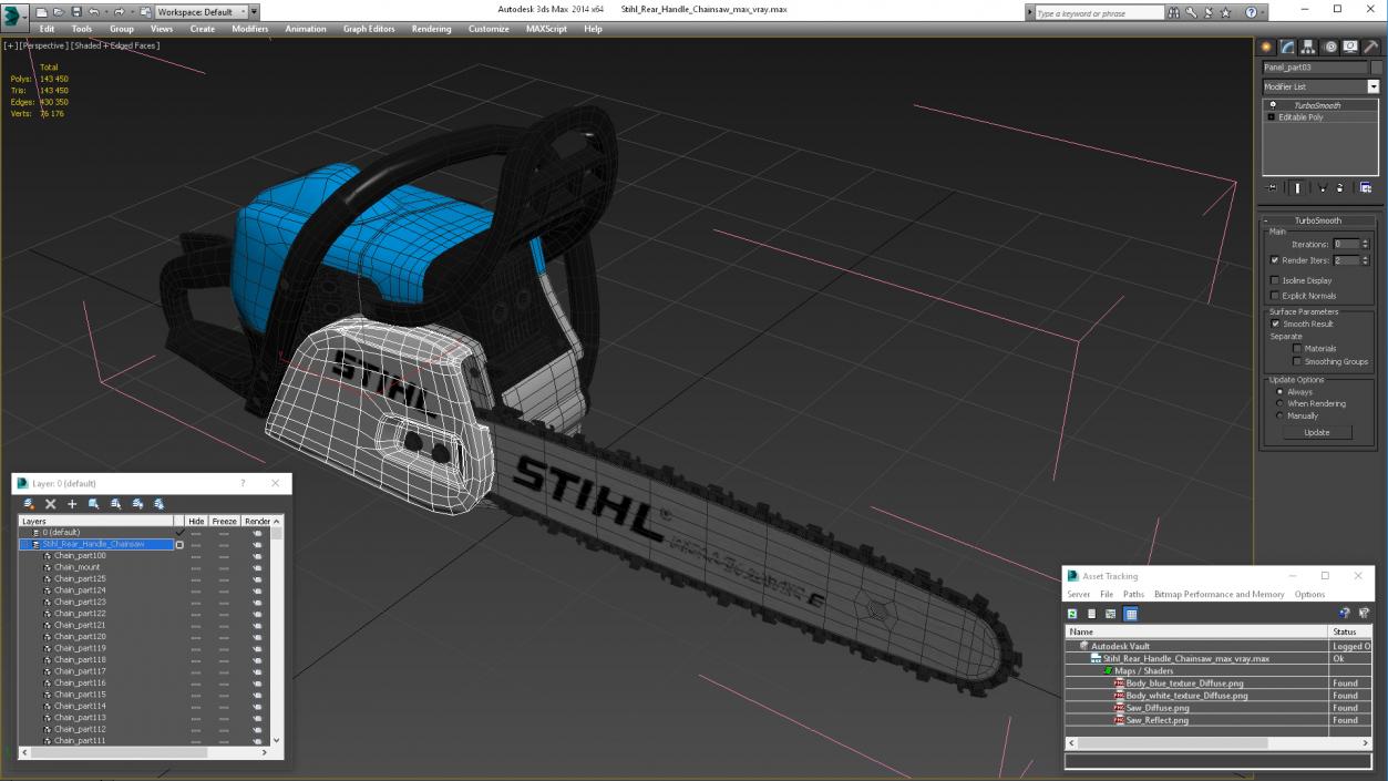 3D Stihl Rear Handle Chainsaw