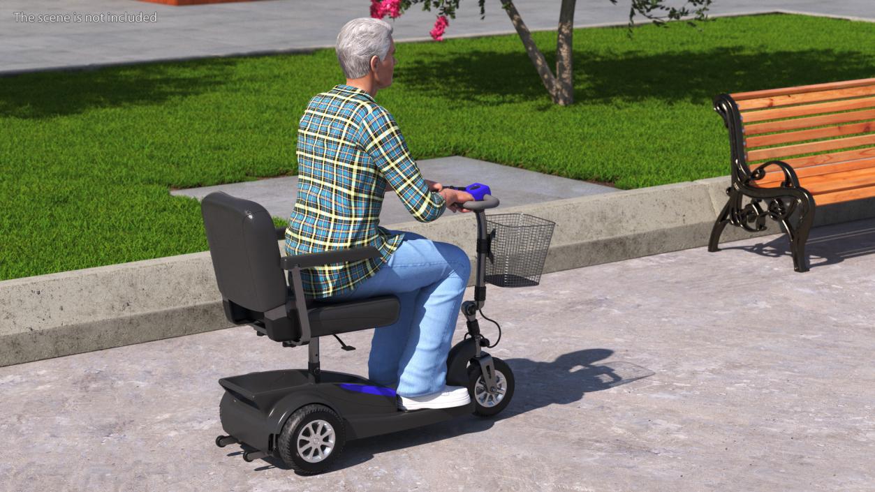 3D Elderly Man on Electric Wheelchair Rigged