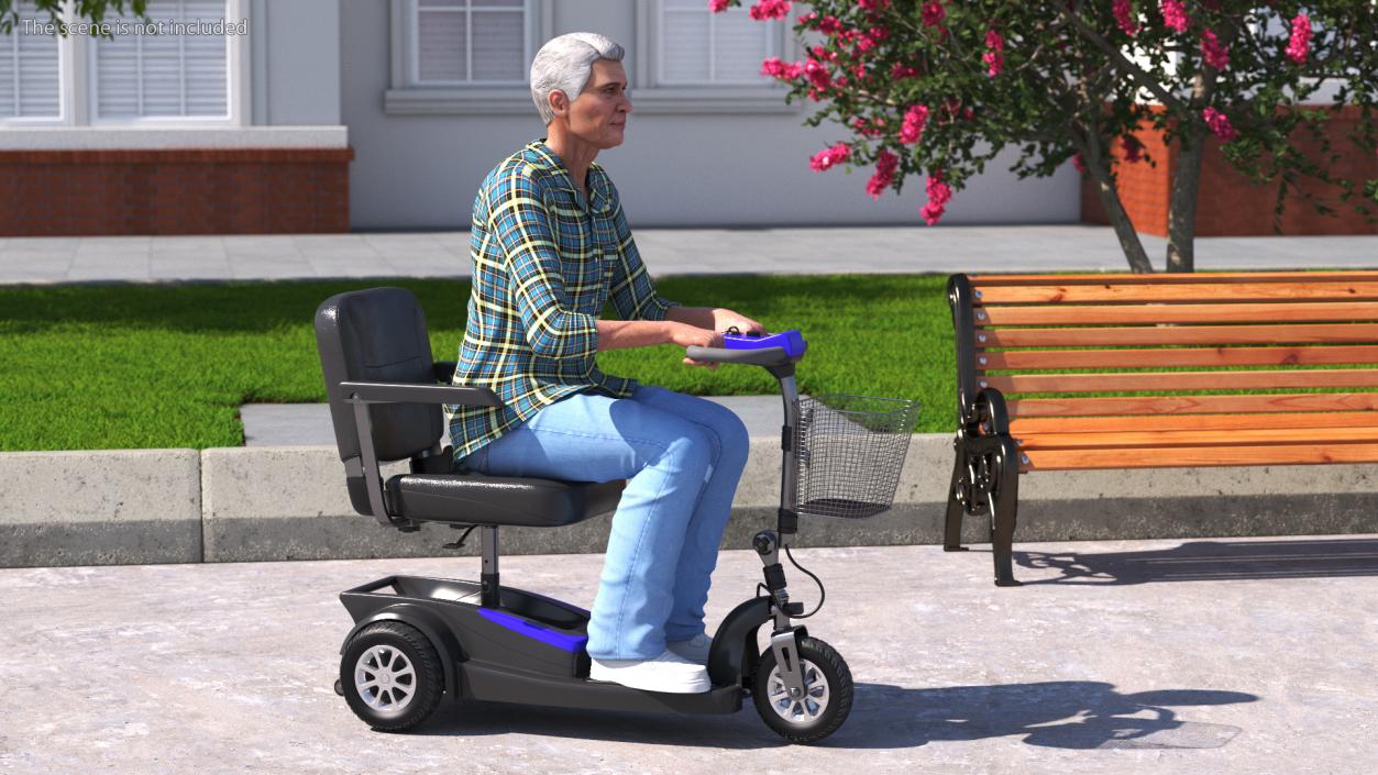 3D Elderly Man on Electric Wheelchair Rigged