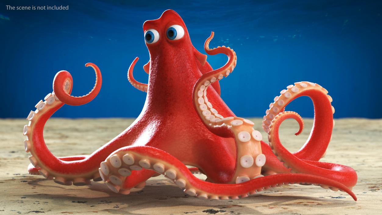 Cartoon Octopus Moving Pose 3D