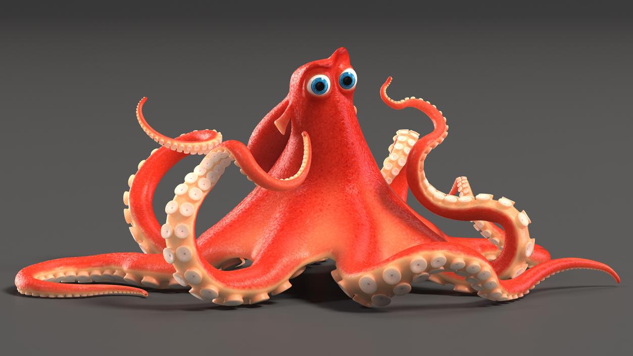 Cartoon Octopus Moving Pose 3D