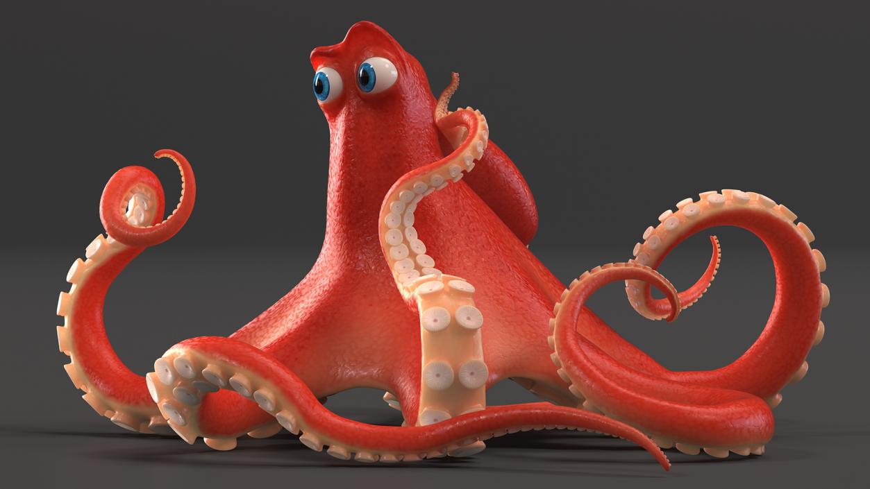 Cartoon Octopus Moving Pose 3D