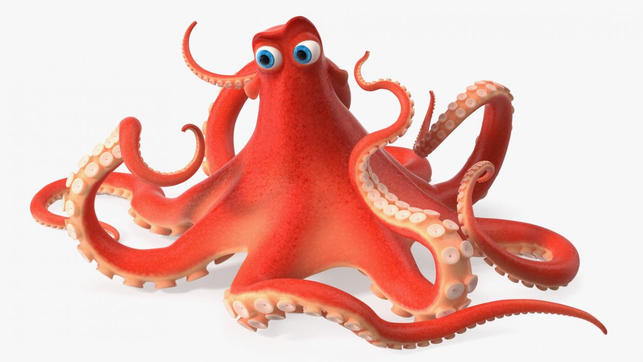 Cartoon Octopus Moving Pose 3D