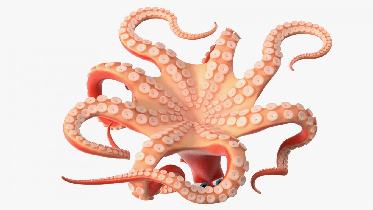 Cartoon Octopus Moving Pose 3D