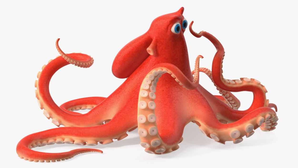 Cartoon Octopus Moving Pose 3D