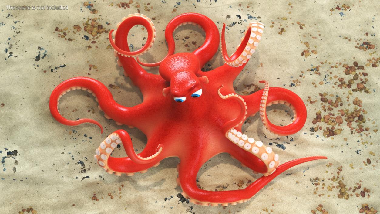 Cartoon Octopus Moving Pose 3D