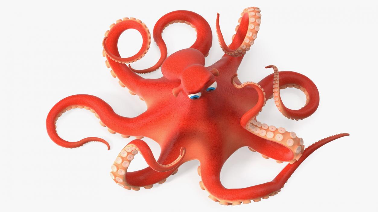 Cartoon Octopus Moving Pose 3D