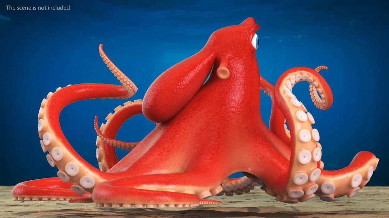 Cartoon Octopus Moving Pose 3D