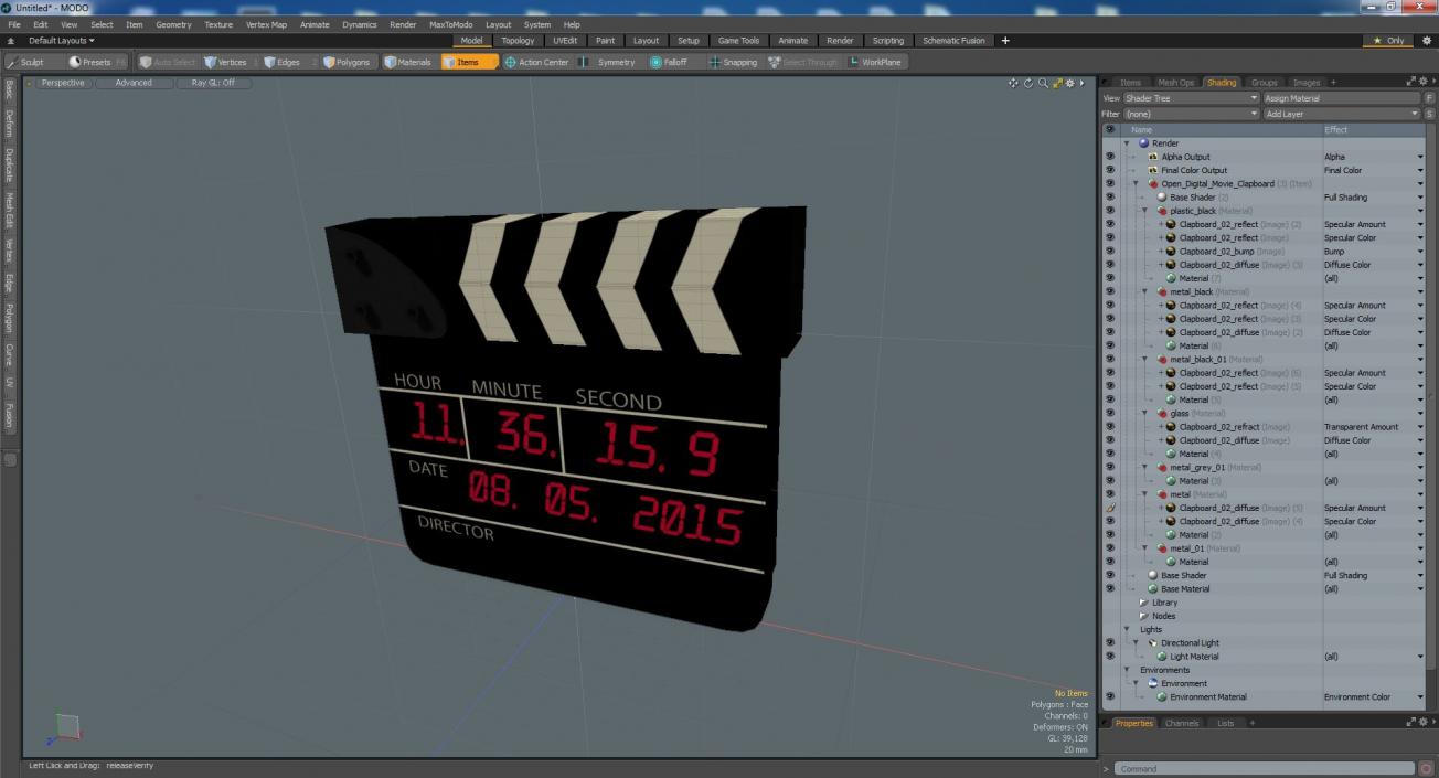 3D Open Digital Movie Clapboard model