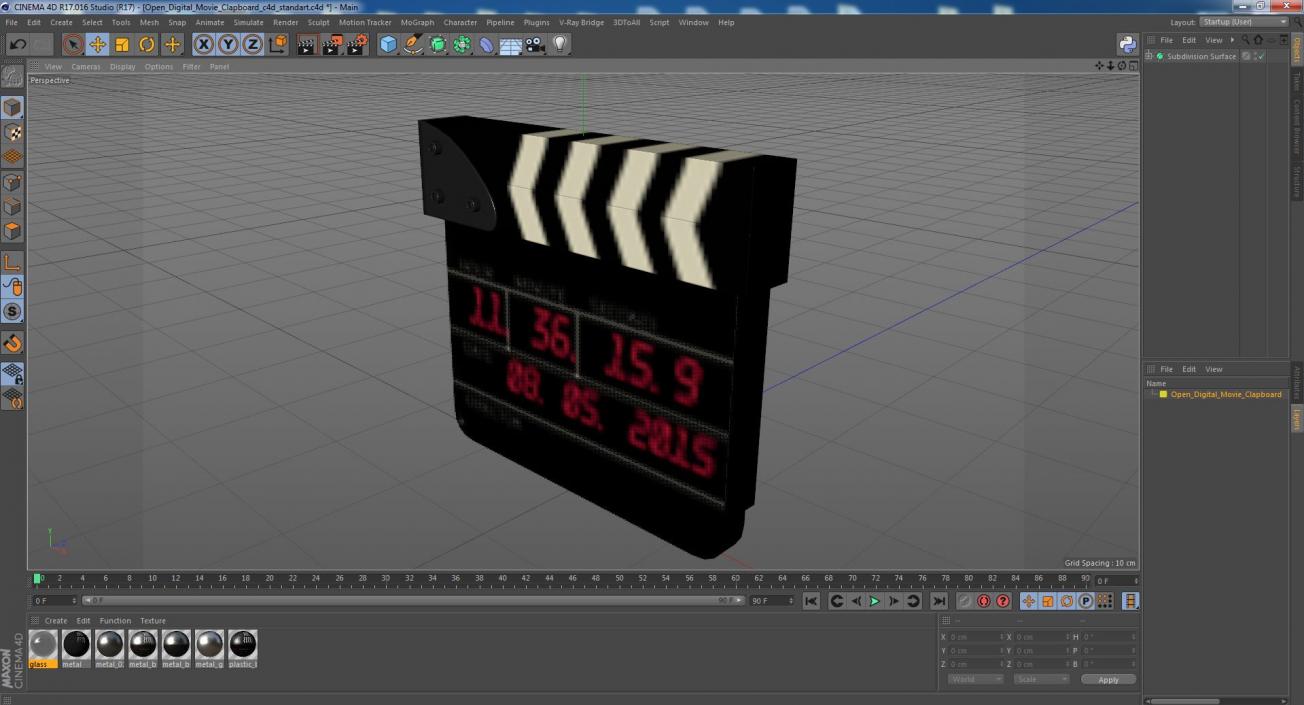 3D Open Digital Movie Clapboard model