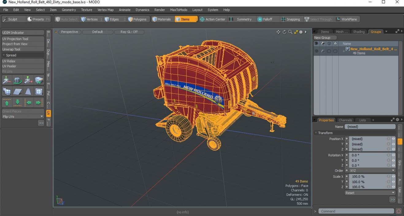 3D New Holland Roll Belt 460 Dirty