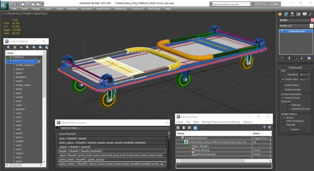 Folded Heavy Duty Platform Hand Truck 3D