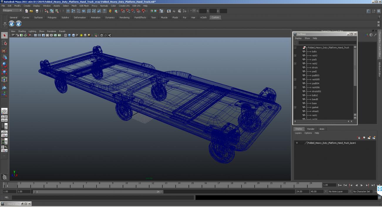 Folded Heavy Duty Platform Hand Truck 3D