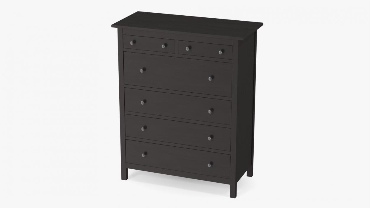 Hemnes 6 Drawer Ikea Chest Black 3D