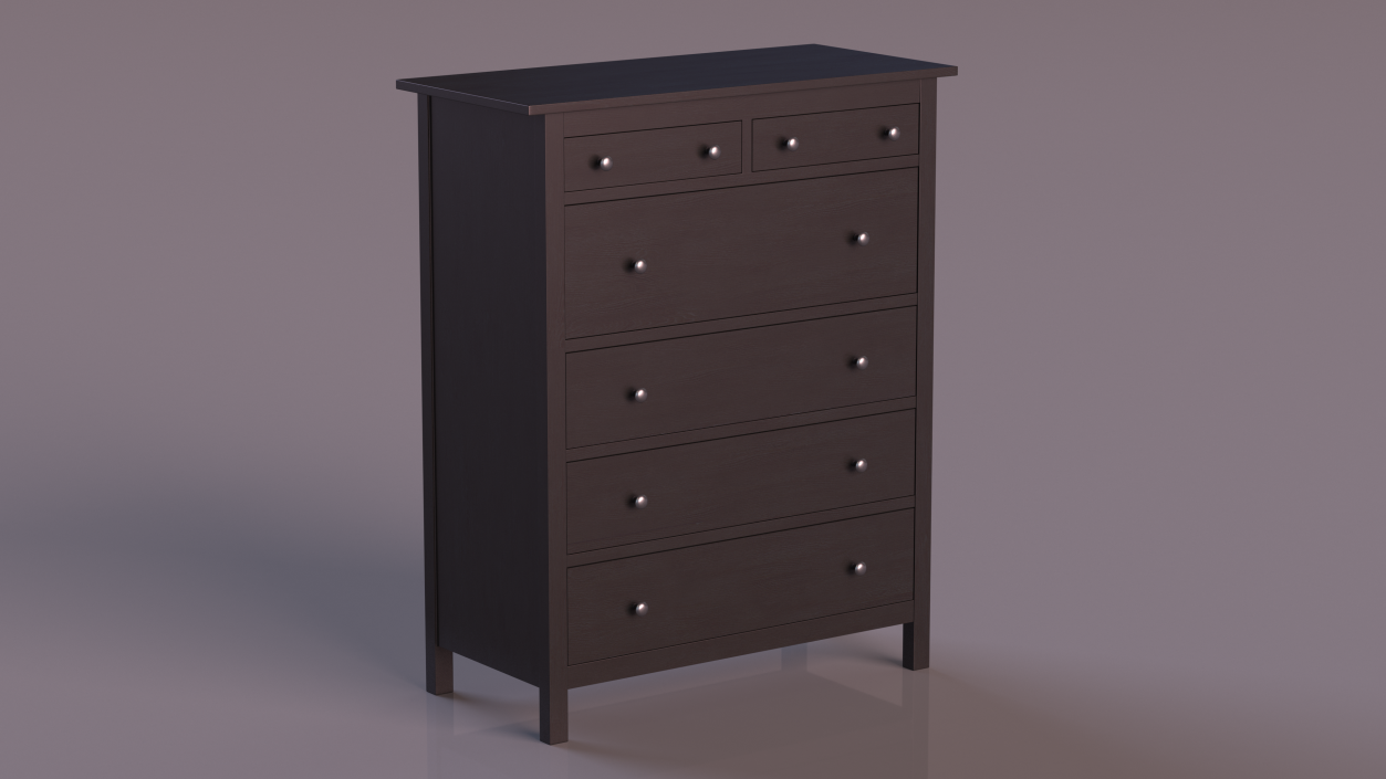 Hemnes 6 Drawer Ikea Chest Black 3D