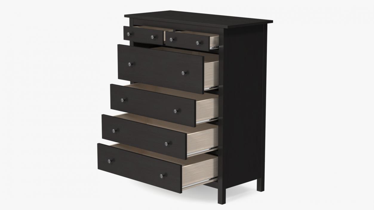 Hemnes 6 Drawer Ikea Chest Black 3D