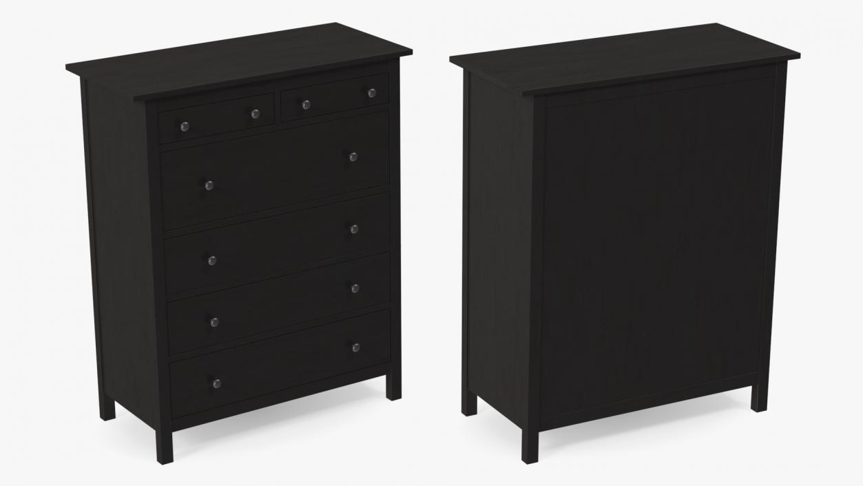 Hemnes 6 Drawer Ikea Chest Black 3D