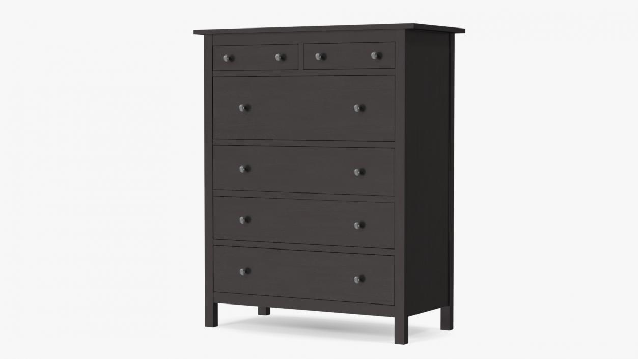 Hemnes 6 Drawer Ikea Chest Black 3D