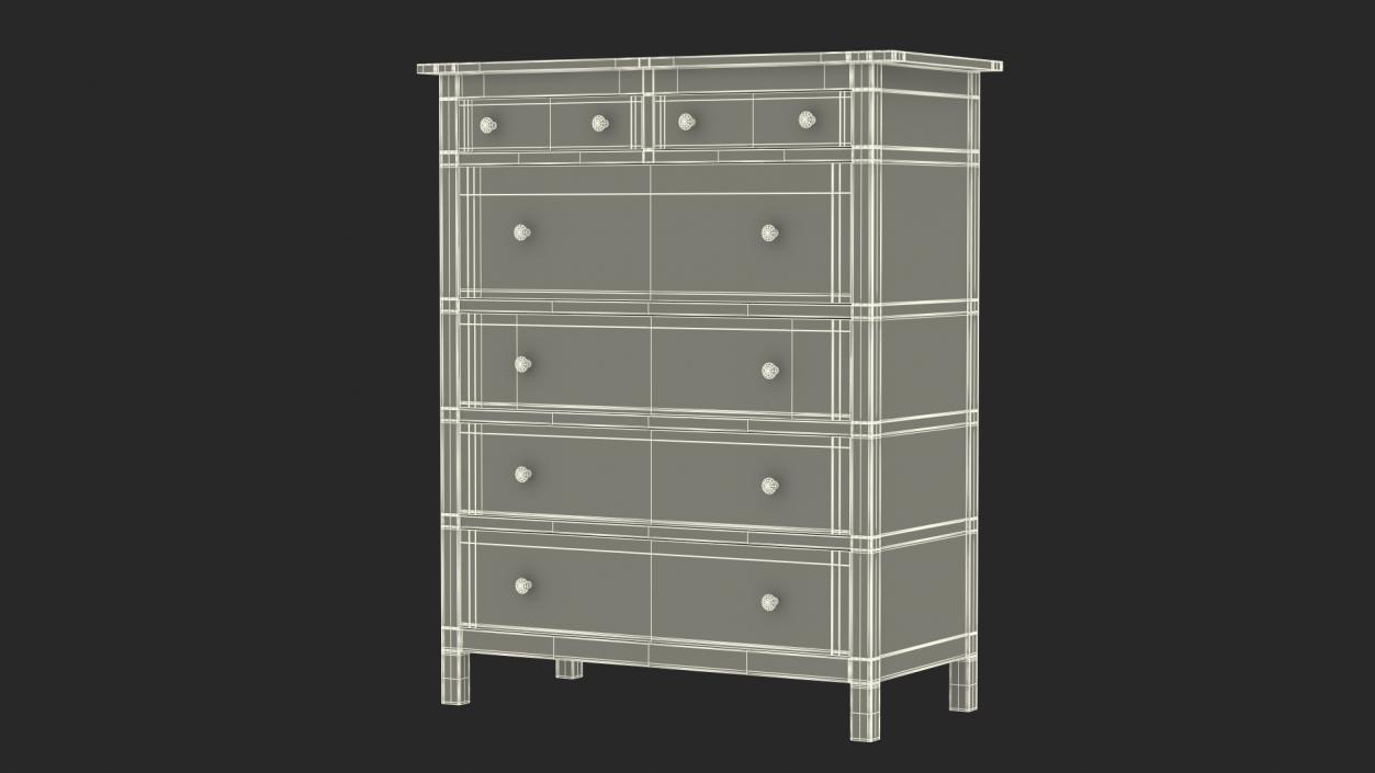 Hemnes 6 Drawer Ikea Chest Black 3D