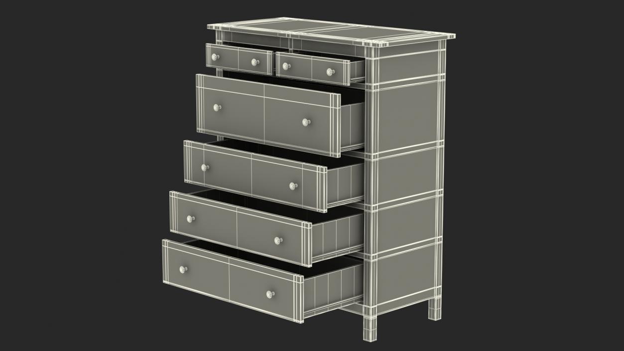 Hemnes 6 Drawer Ikea Chest Black 3D