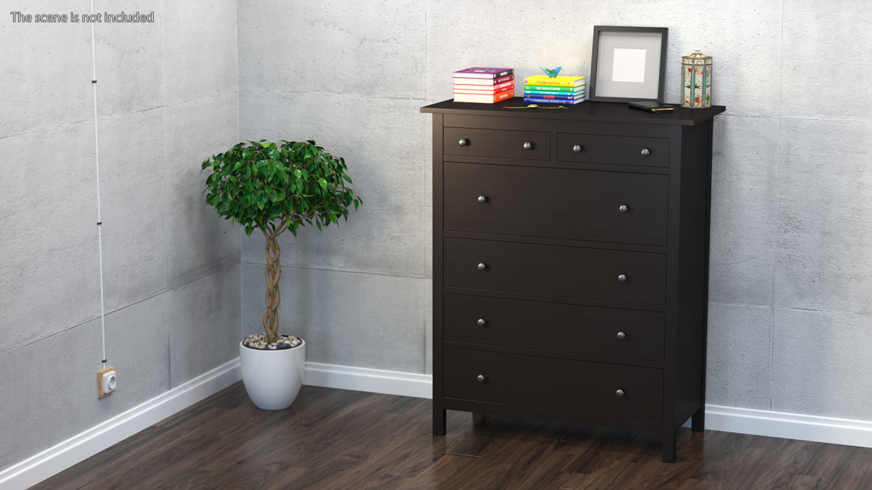 Hemnes 6 Drawer Ikea Chest Black 3D