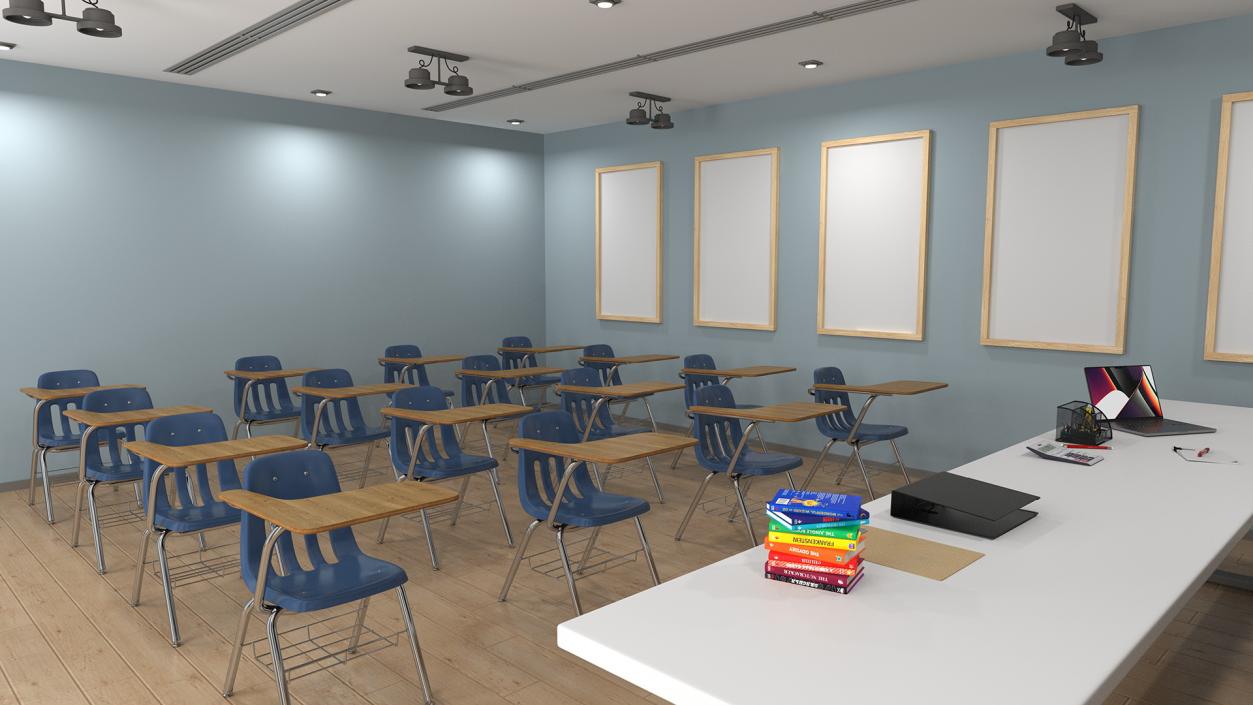 Classroom Interior with Furniture Light 3D model