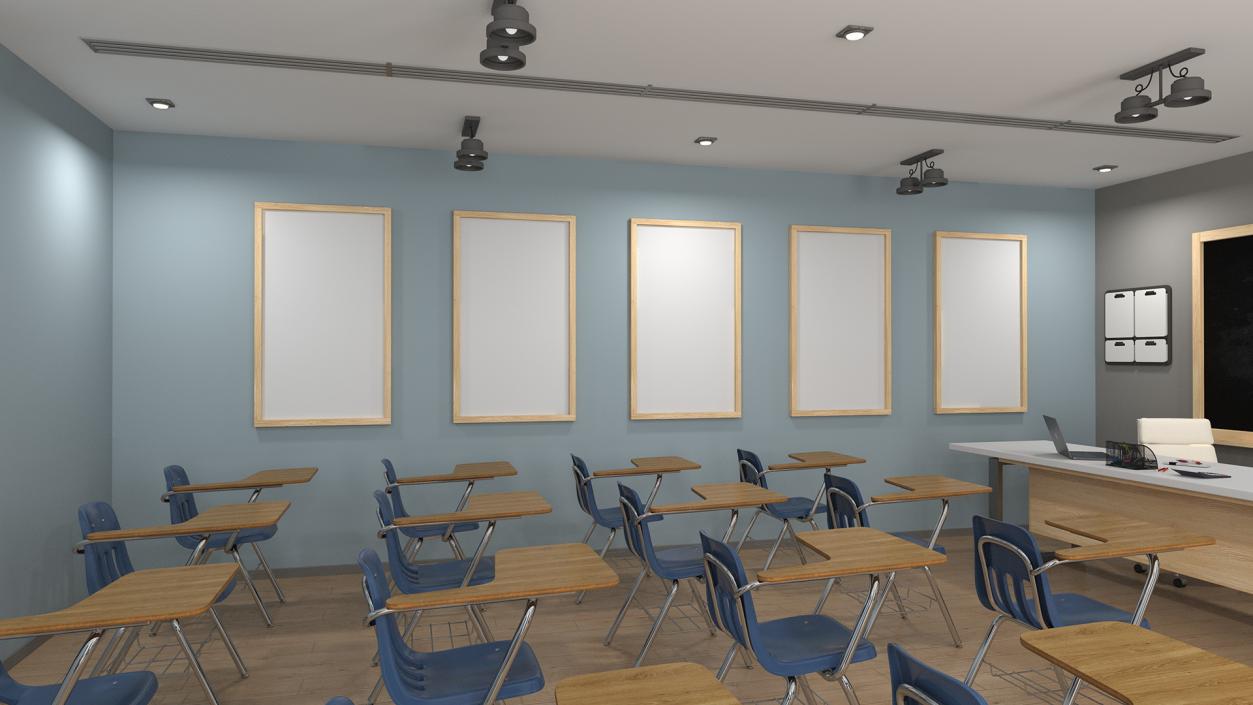 Classroom Interior with Furniture Light 3D model