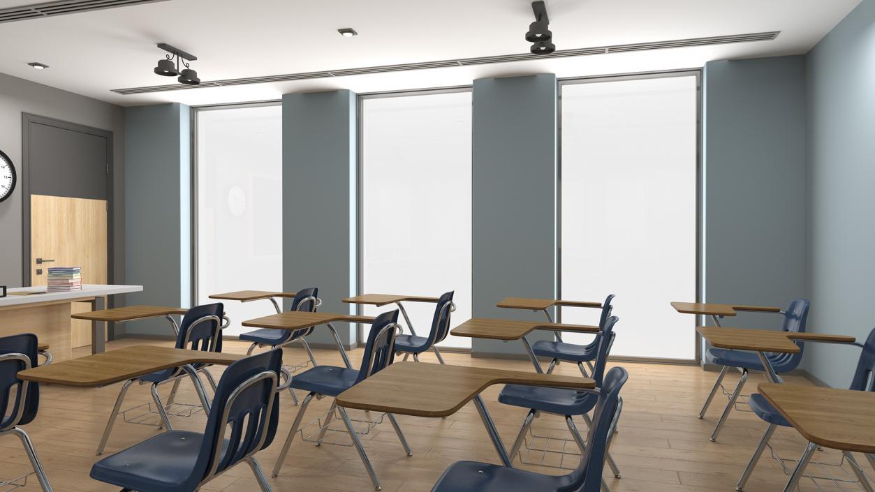 Classroom Interior with Furniture Light 3D model