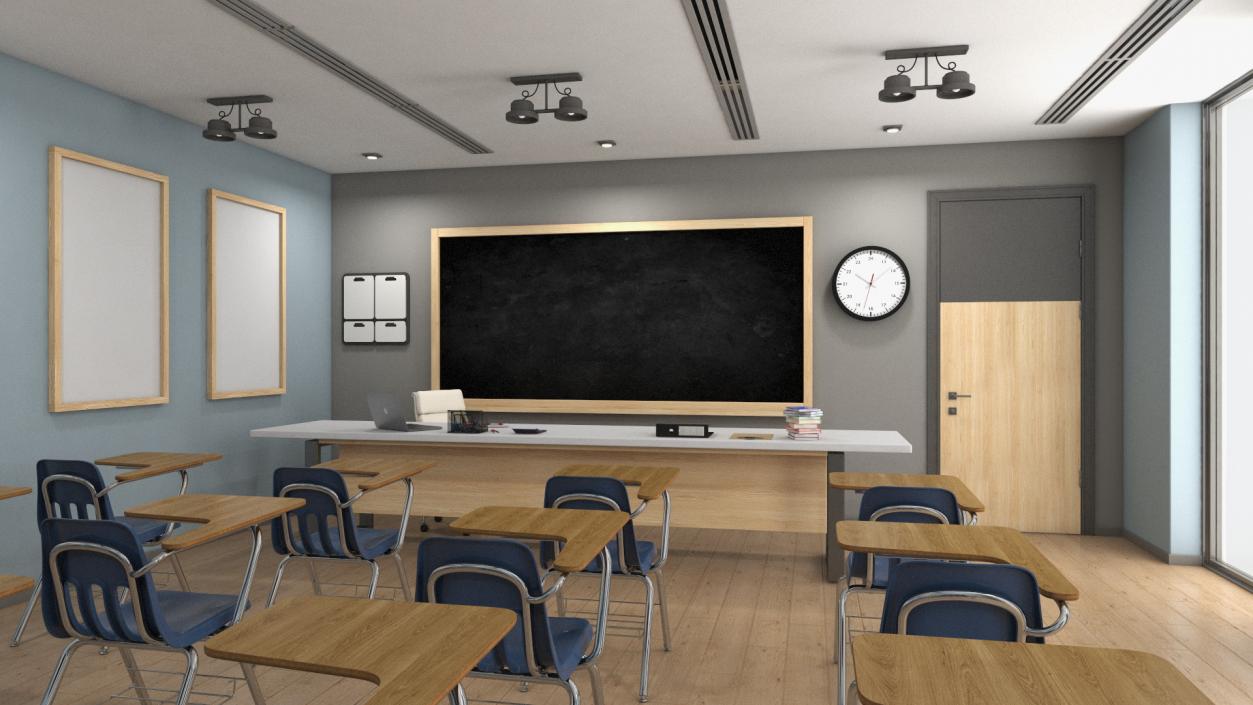 Classroom Interior with Furniture Light 3D model