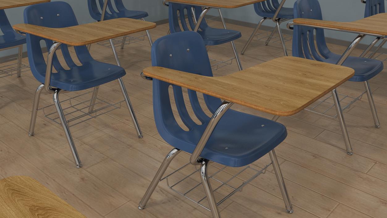 Classroom Interior with Furniture Light 3D model