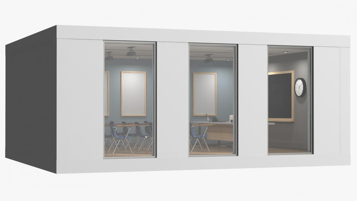 Classroom Interior with Furniture Light 3D model