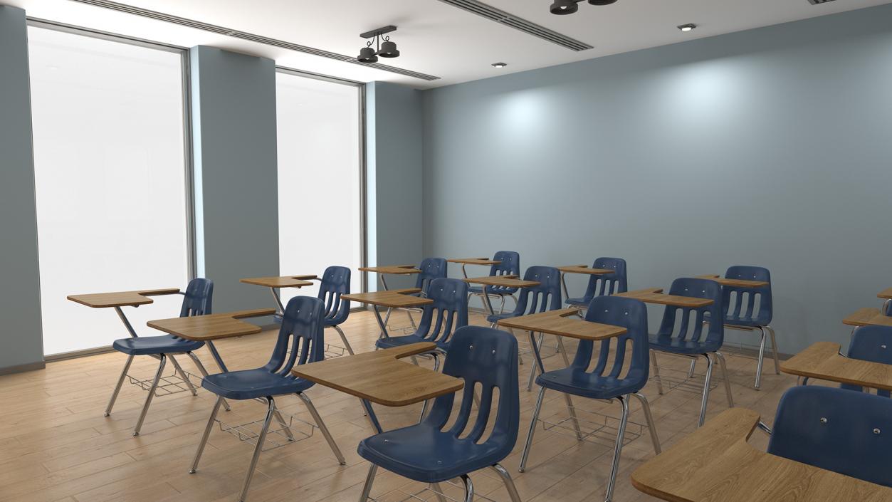 Classroom Interior with Furniture Light 3D model