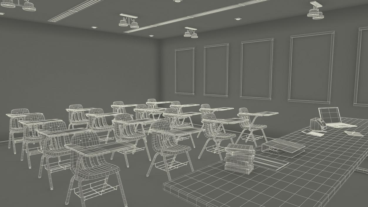 Classroom Interior with Furniture Light 3D model