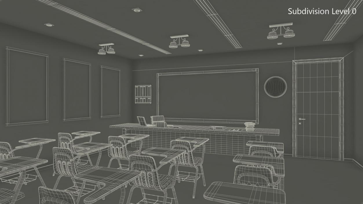 Classroom Interior with Furniture Light 3D model