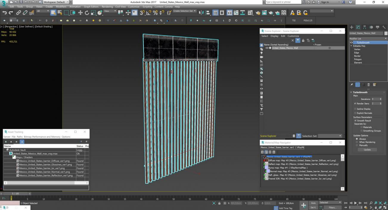 3D model United States Mexico Wall