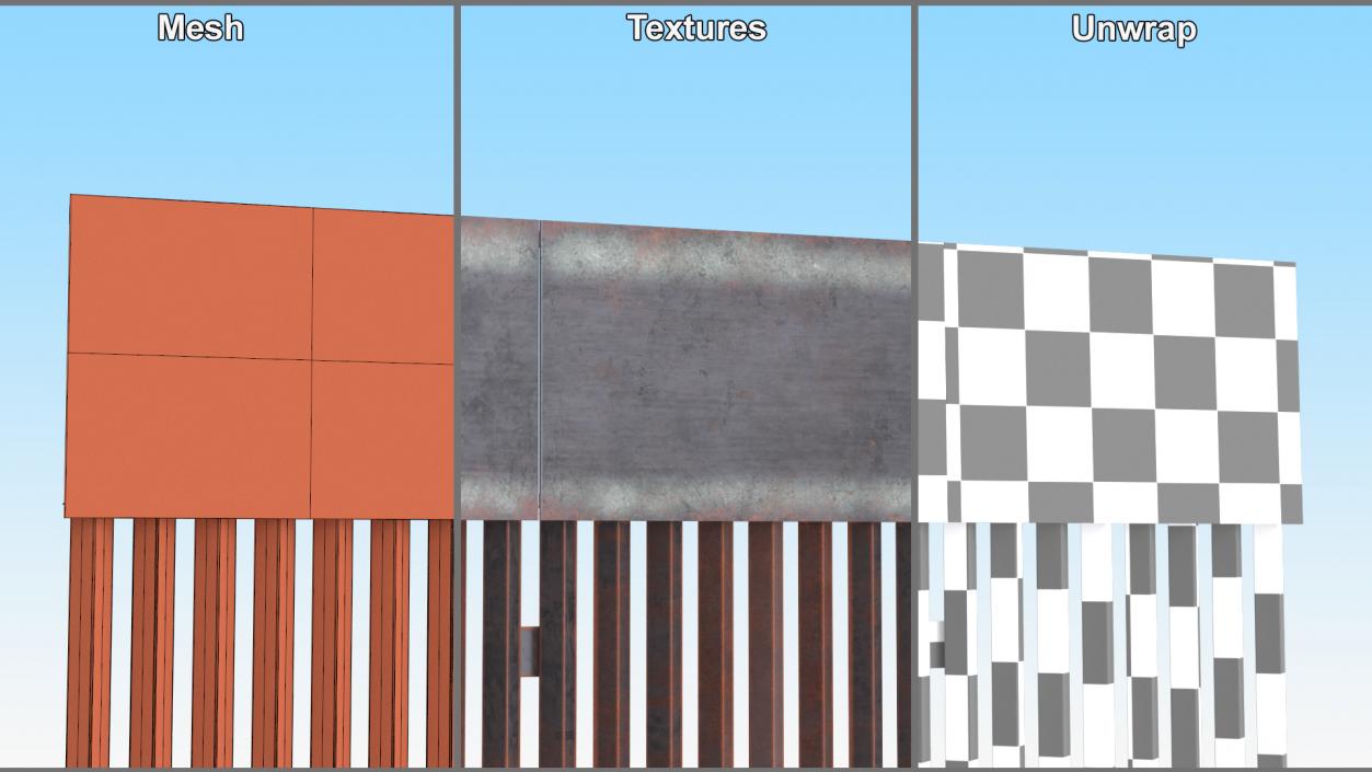 3D model United States Mexico Wall