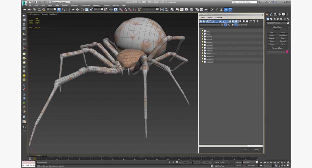 3D Widow Spider with Fur