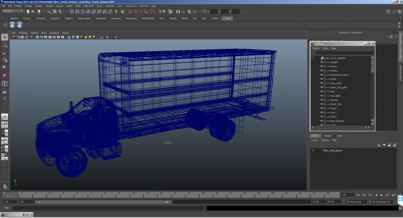 3D model Box Truck Generic Simple Interior 2