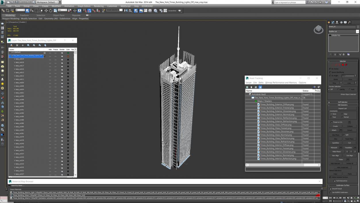 3D The New York Times Building Lights Off model