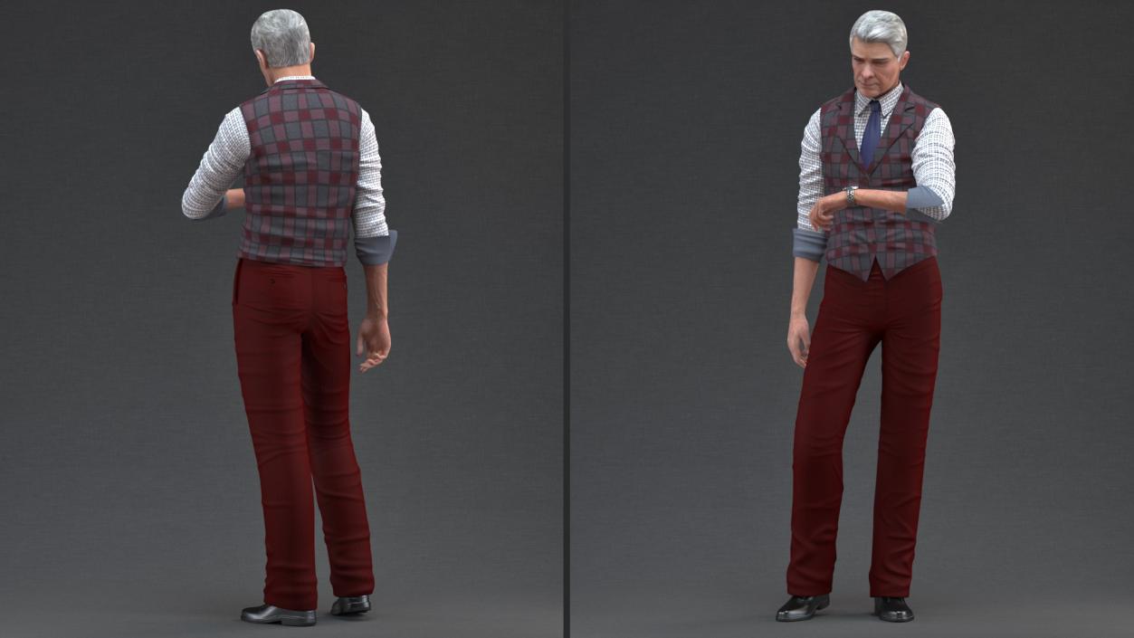 3D model Elderly Man Casual Wear Rigged