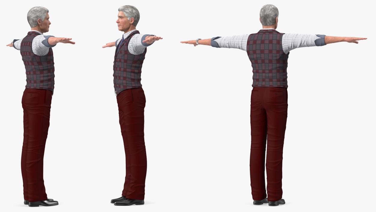 3D model Elderly Man Casual Wear Rigged