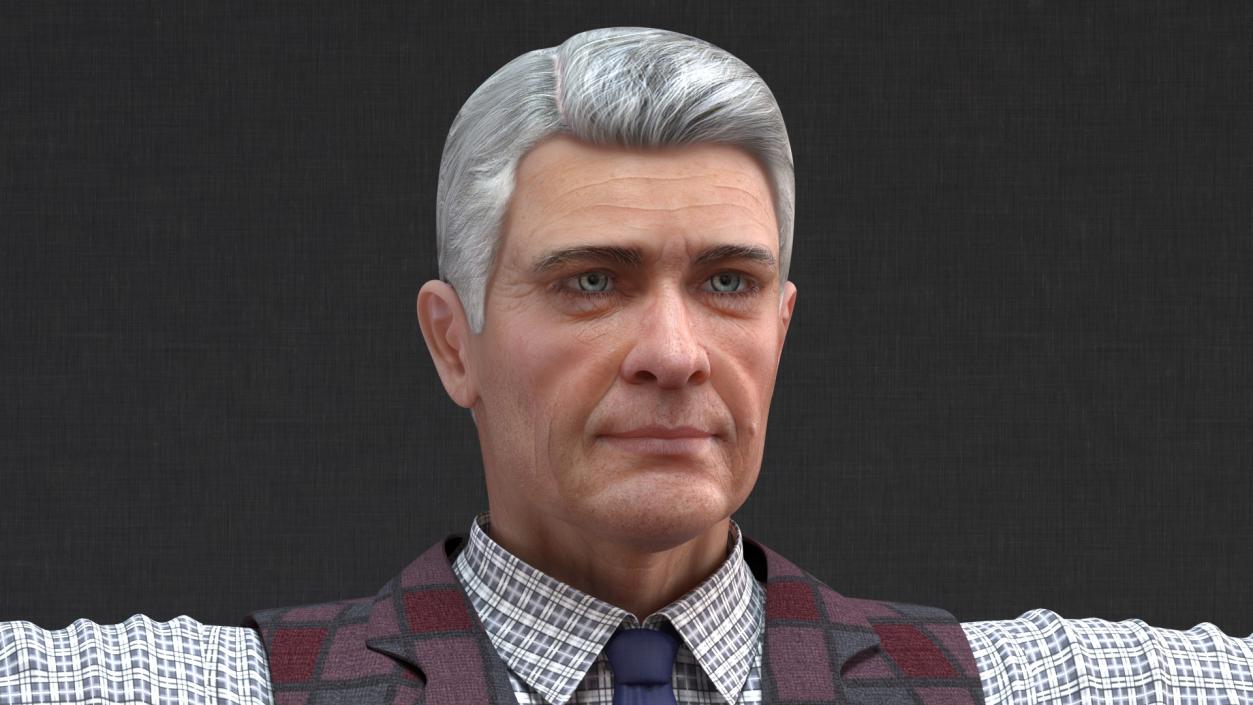 3D model Elderly Man Casual Wear Rigged