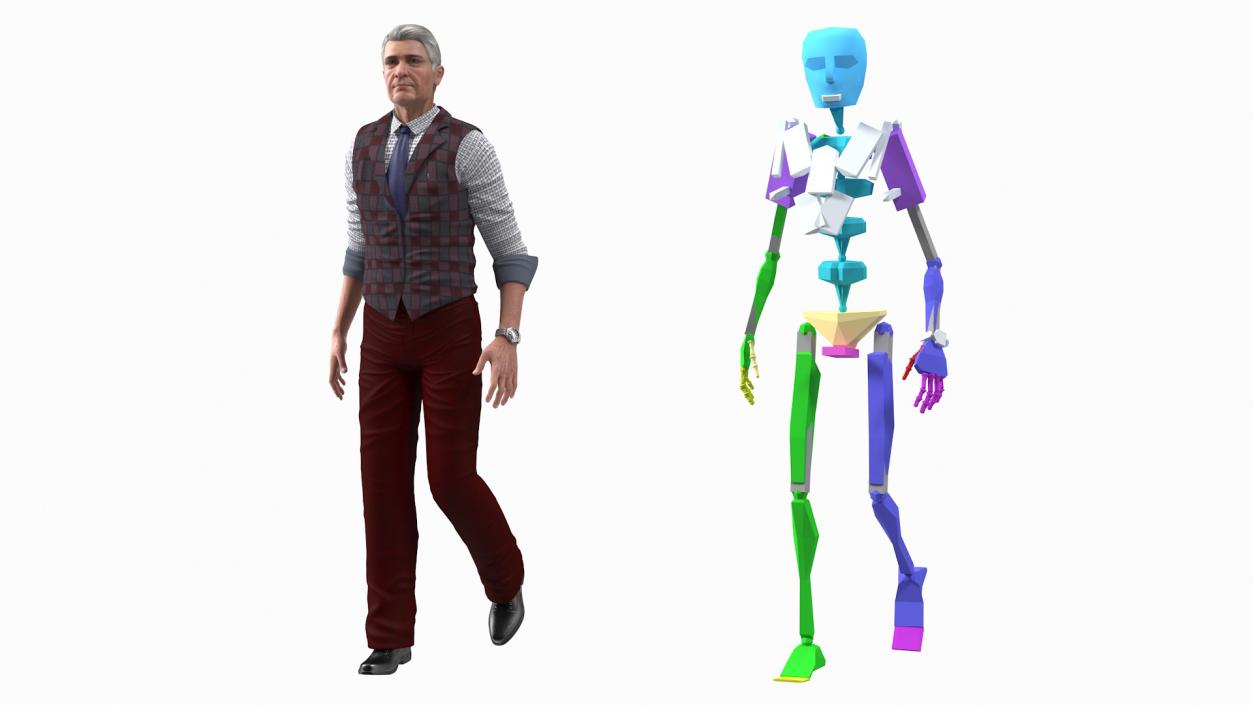 3D model Elderly Man Casual Wear Rigged