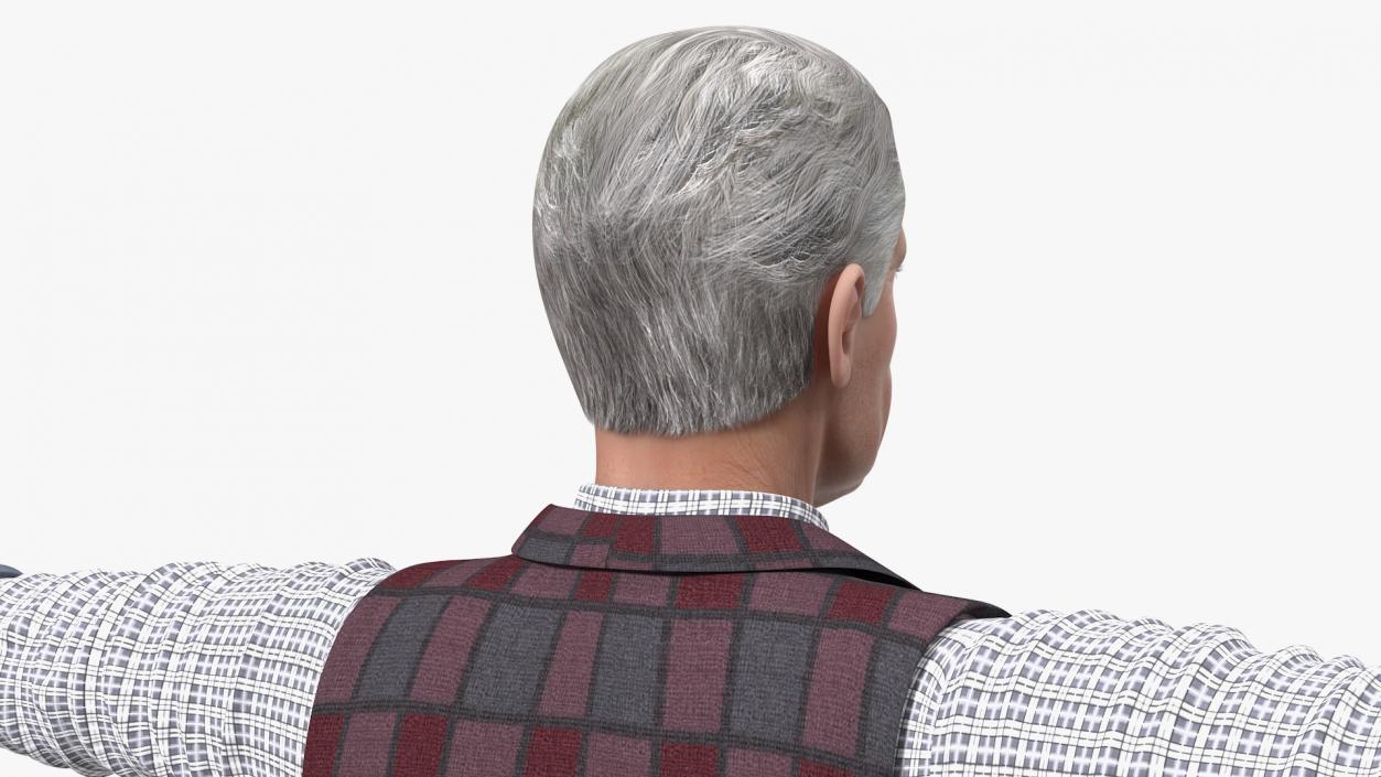 3D model Elderly Man Casual Wear Rigged