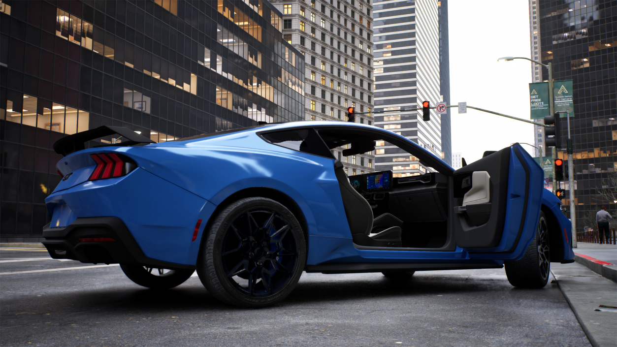 Ford Mustang 2024 Blue Rigged 3D model