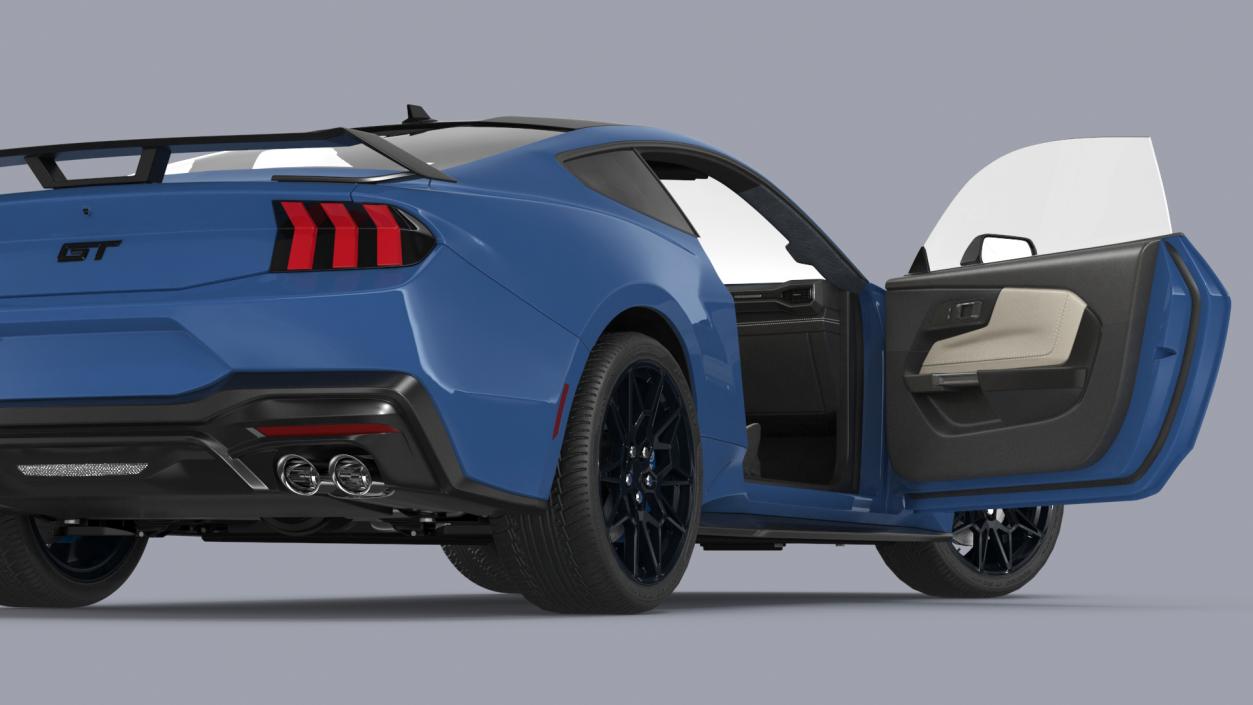 Ford Mustang 2024 Blue Rigged 3D model