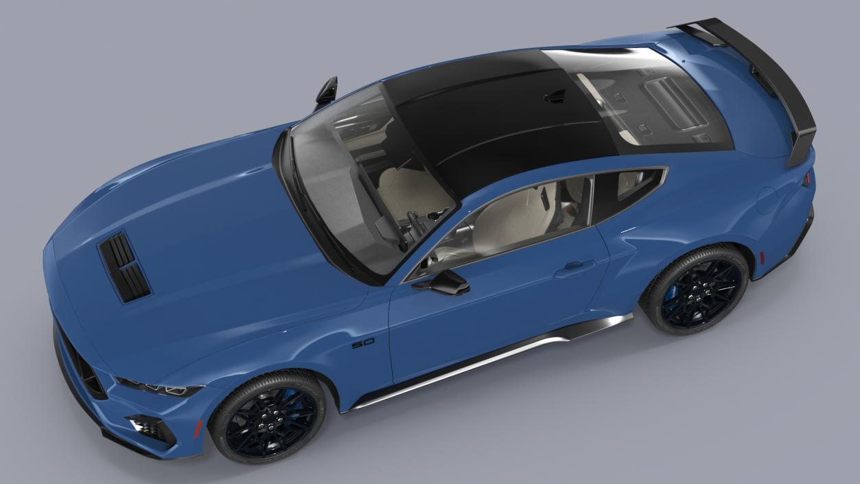 Ford Mustang 2024 Blue Rigged 3D model