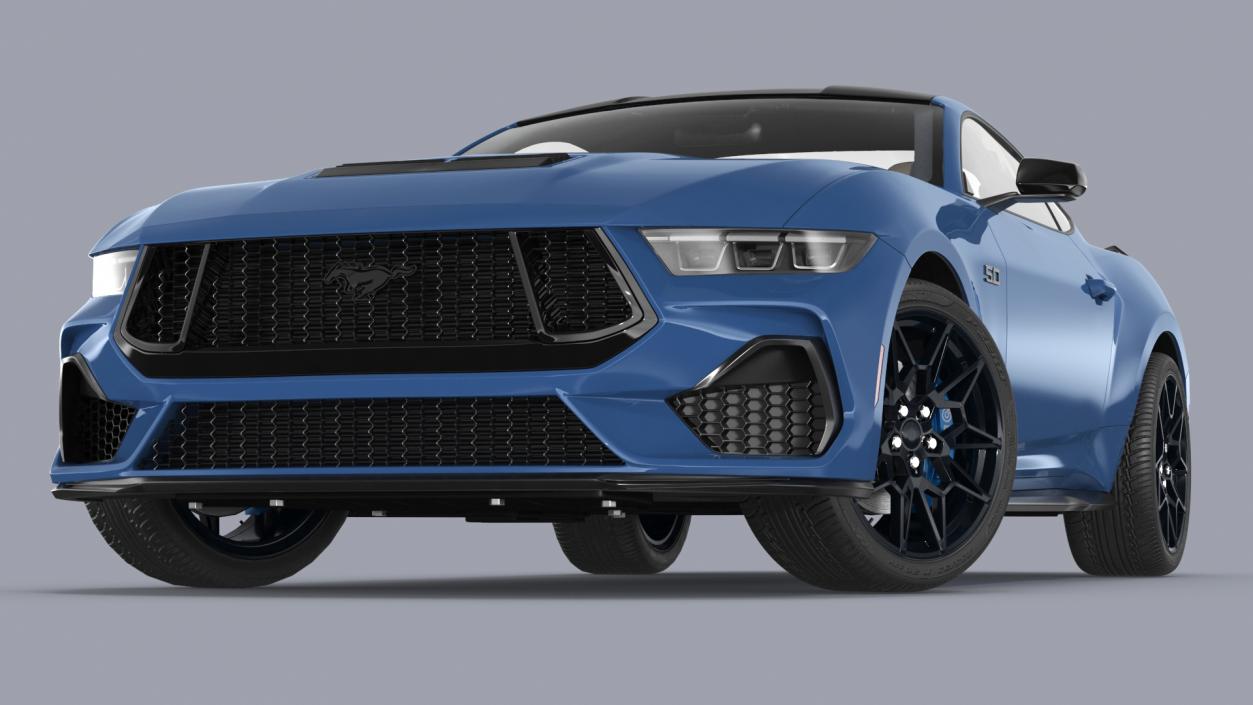 Ford Mustang 2024 Blue Rigged 3D model