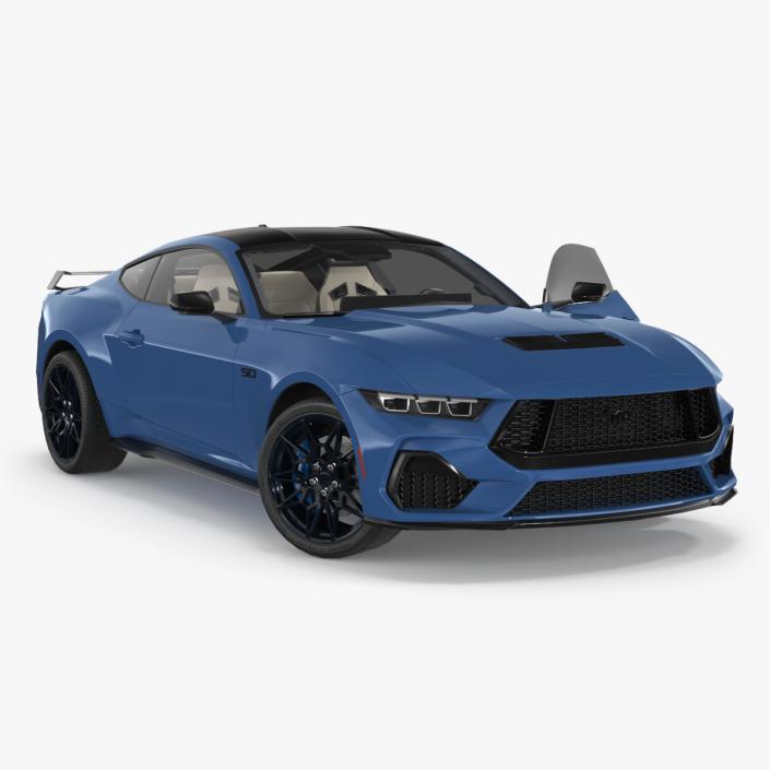 Ford Mustang 2024 Blue Rigged 3D model